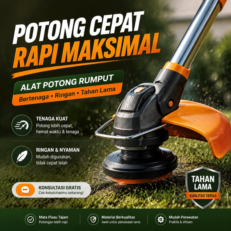 Alat potong rumput — dibuat dengan AI generate gambar gAdtra