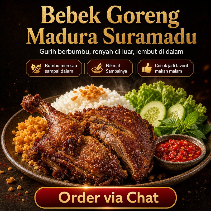 Bebek goreng madura — dibuat dengan AI generate gambar gAdtra
