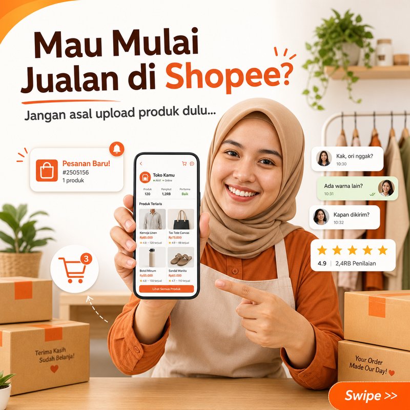 Jualan online di shopee — dibuat dengan AI generate gambar gAdtra