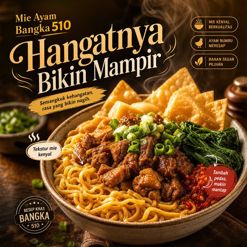 Mie ayam bangka 510 — dibuat dengan AI generate gambar gAdtra