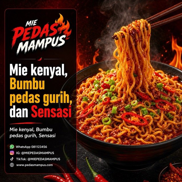 Mie pedas mampus — dibuat dengan AI generate gambar gAdtra